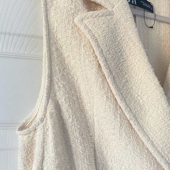 Zara Structure Ivory Tweed Longline Vest Sz XL - Picture 7 of 12